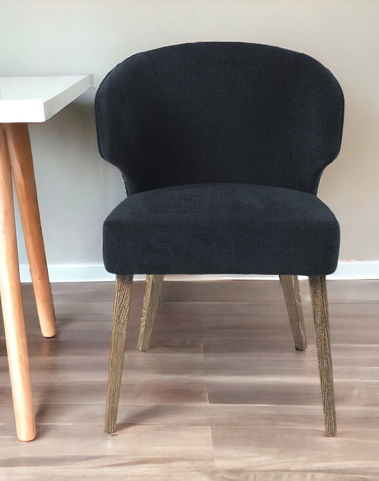 Wingback Dining Side Chair - Navy Blue / Brown