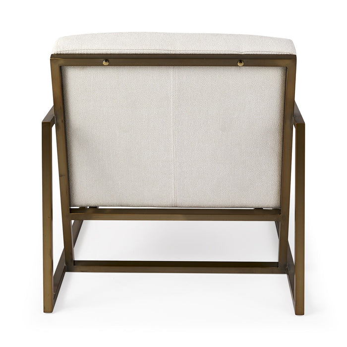 Geo Modern Accent Or Side Chair - Cream / Gold