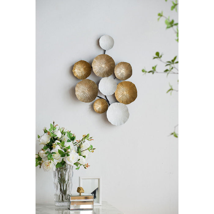 Contemporary Metal Wall Decor Accent - Golden / White