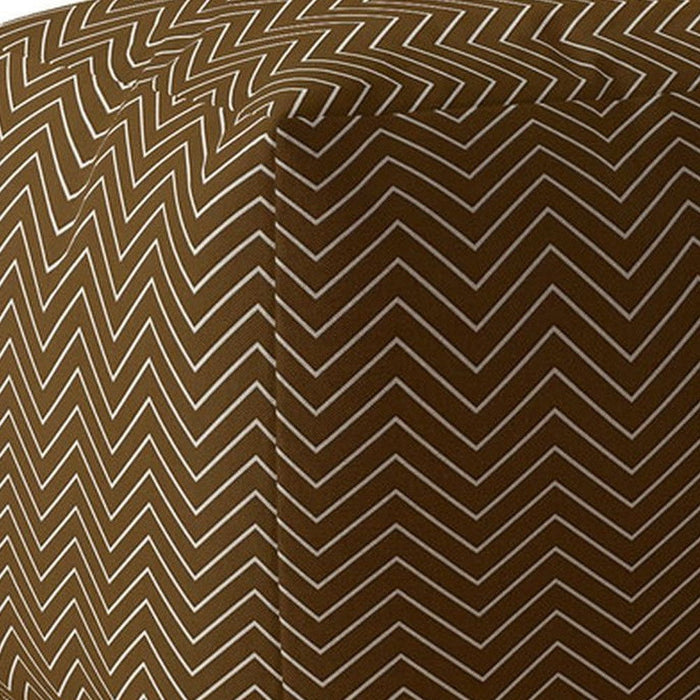 Cotton Chevron Pouf Ottoman - Brown