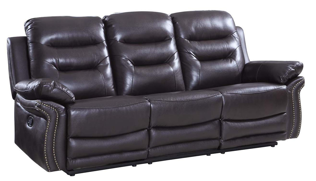 With Black Legs Faux Leather Sofa - Brown