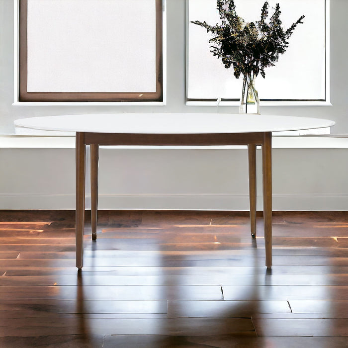 Oval Dining Table - White / Brown