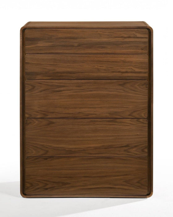 Wood Five Drawer Chest - Walnut