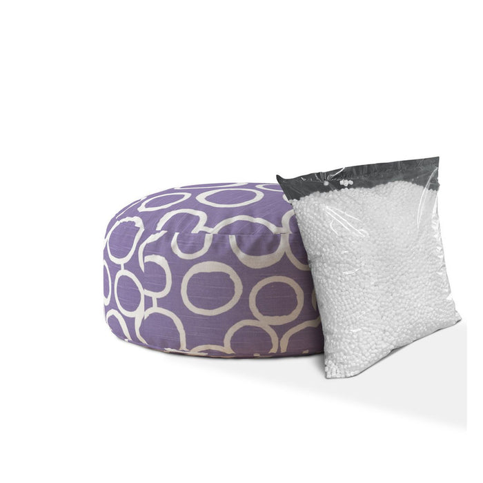 Cotton Round, Abstract Pouf Cover - Purple / White