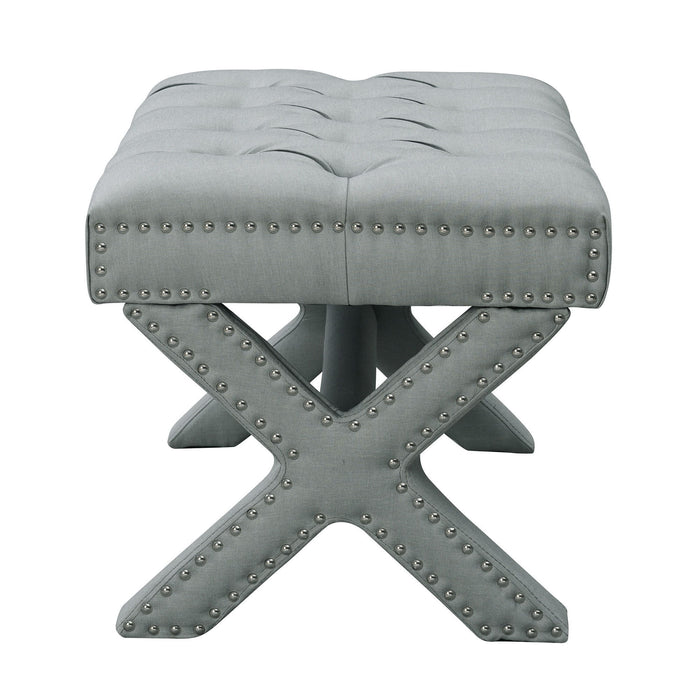 Linen Tufted Ottoman - Light Gray