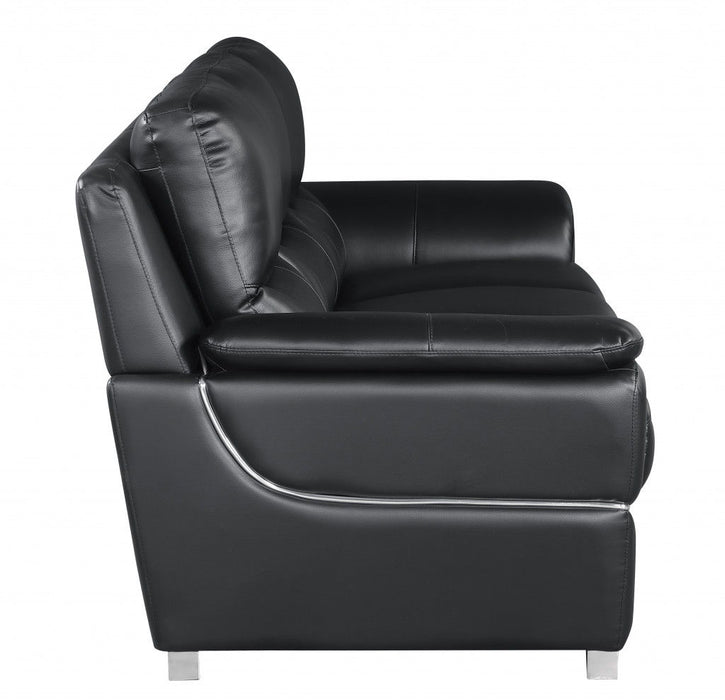 Love Seat Faux Leather - Silver / Black