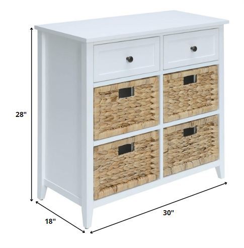 Wood Veneer 6 Drawers Accent Chest - White