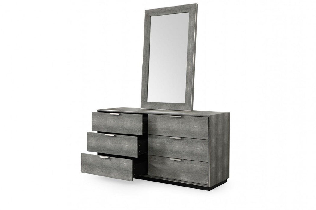 Six Drawer, Double Dresser - Gray