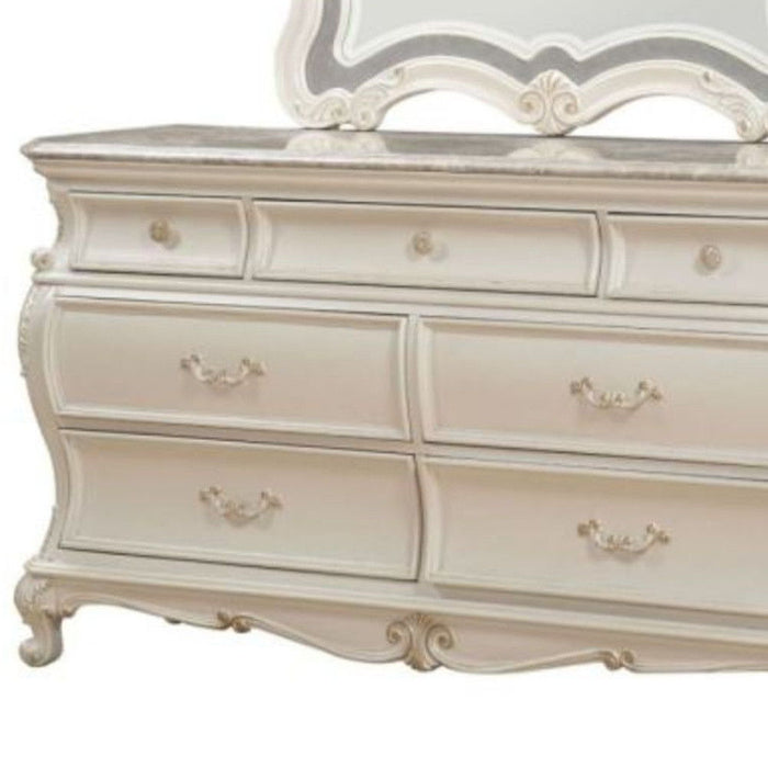 Solid Wood Seven Drawer Triple Dresser - Pearl