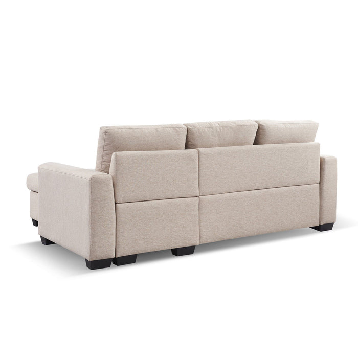 Polyester Blend Convertible Futon Sleeper Sofa With Black Legs - Beige