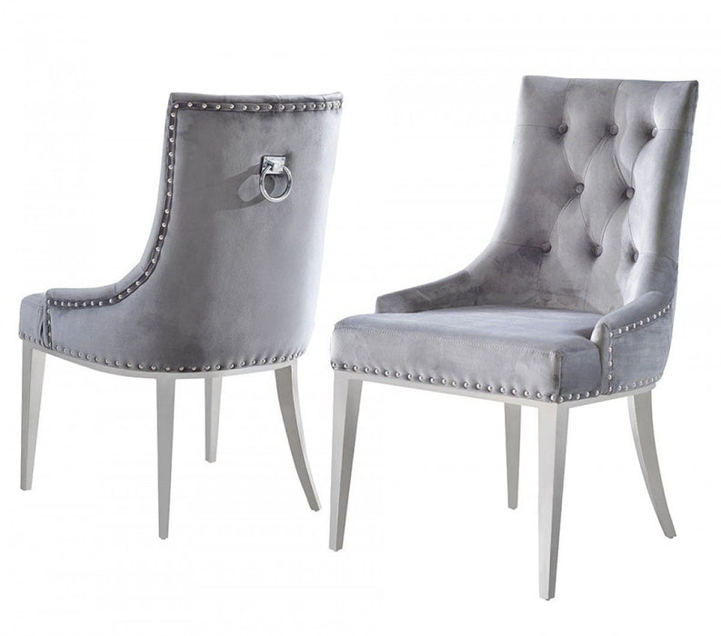 Tufted Dining Chairs (Set of 2) - Gray Velvet