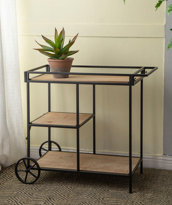 Shelf With Wheel - Black / Brown