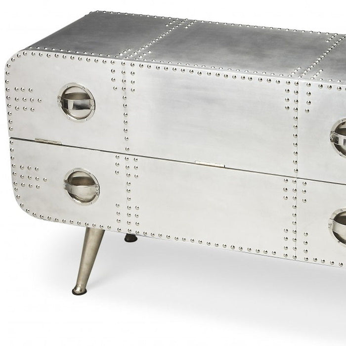 Metal Two Drawer Chest - Silver