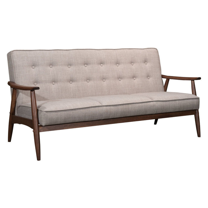 Polyester Sofa With Brown Legs - Beige