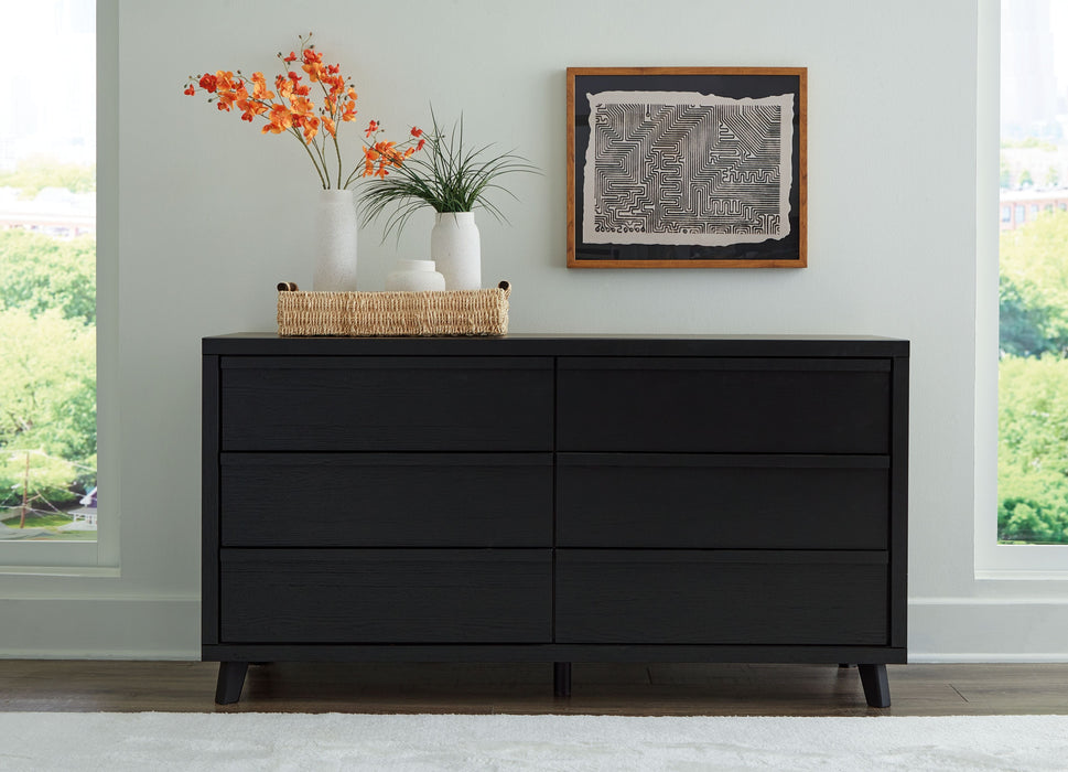 Danziar - Black - Six Drawer Dresser