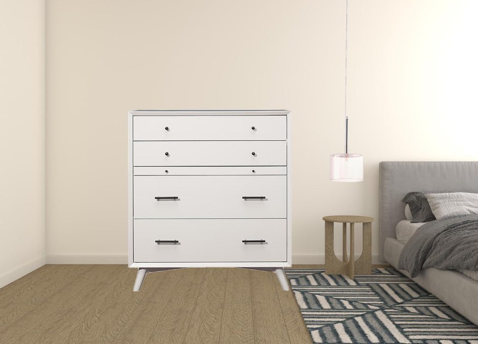 Solid Wood Four Drawer Chest - White