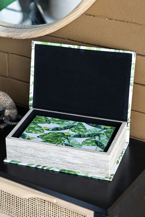 Botanical Book Boxes (Set of 2) - White / Green