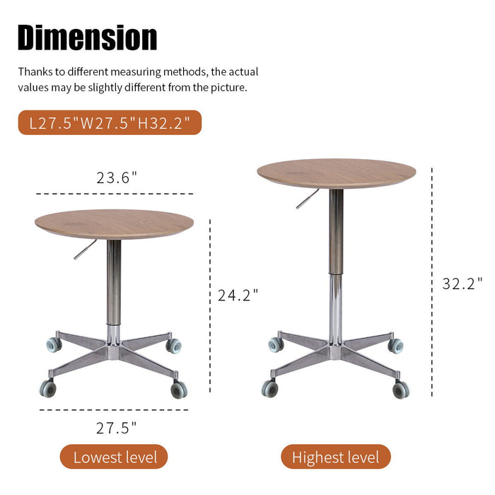 Movable Adjustable Coffee Table 360 Swivel Counter Bar Height Aluminum Star Base Movable For End Table Dining Room Home Kitchen Table