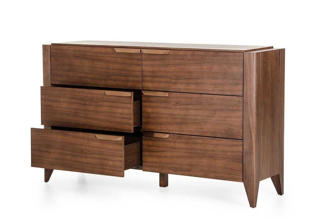 Veneer And Dresser With 6 Drawers - Tobacco