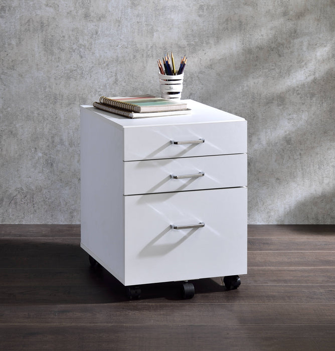 Tennos - File Cabinet - White / Chrome