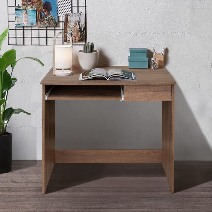 Minimalist Computer Table With Keyboard Tray - Walnut