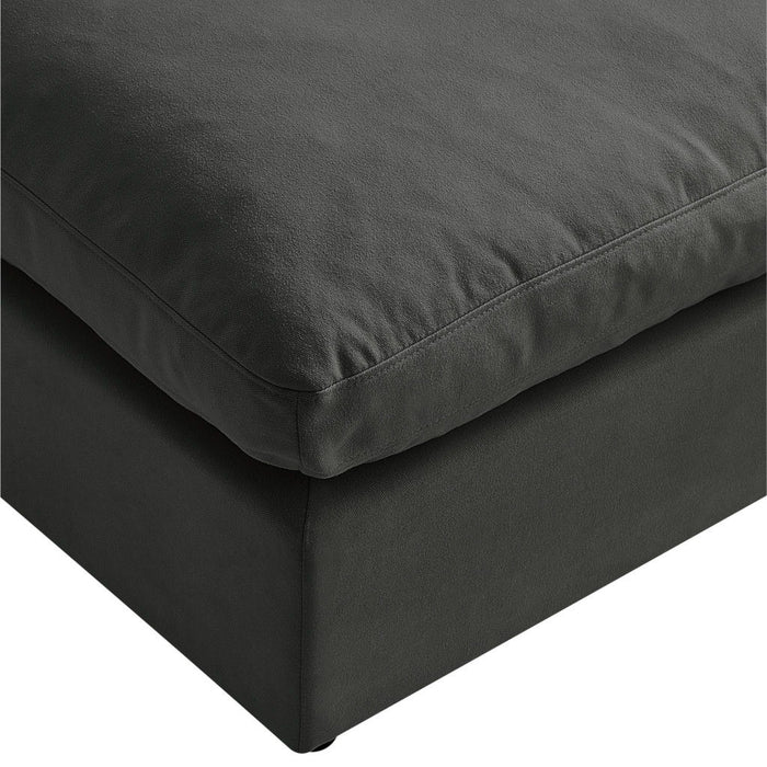 Linen Ottoman - Charcoal / Black