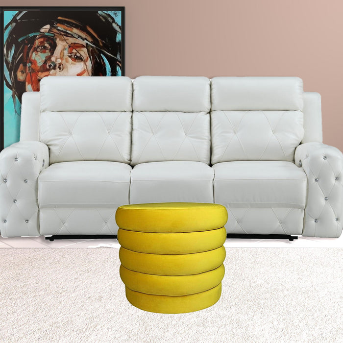 Velvet Tufted Round Cocktail Ottoman - Yellow