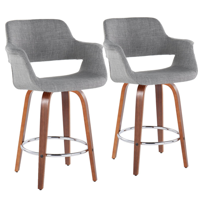 Vintage Flair - Mid-Century Modern Fixed Height Counter Stool With Swivel With Round Footrest (Set of 2)