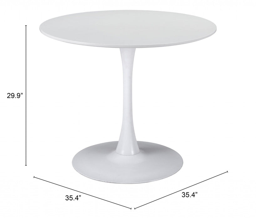 Steel Pedestal Base Dining Table - White