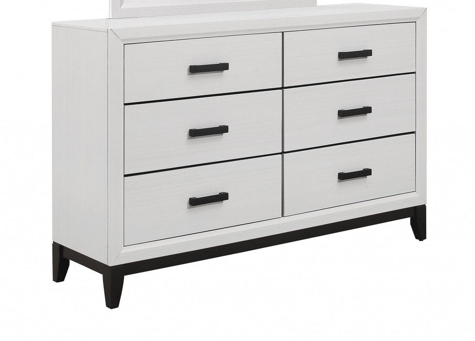 6 Drawer Double Wooden Dresser - White