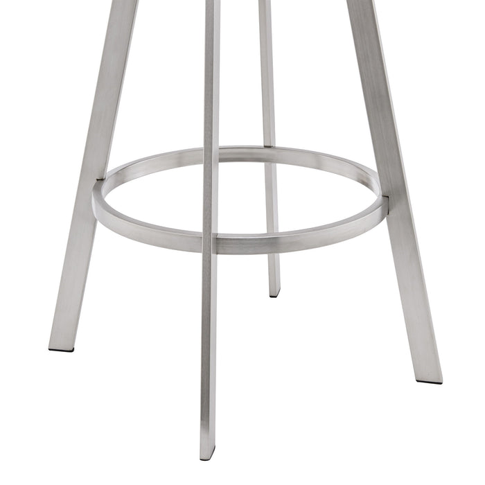 38" Swivel Low Back Bar Height Bar Chair - White / Silver