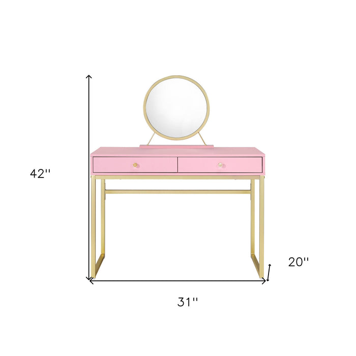 Mirrored Two Drawer Dresser - Pink