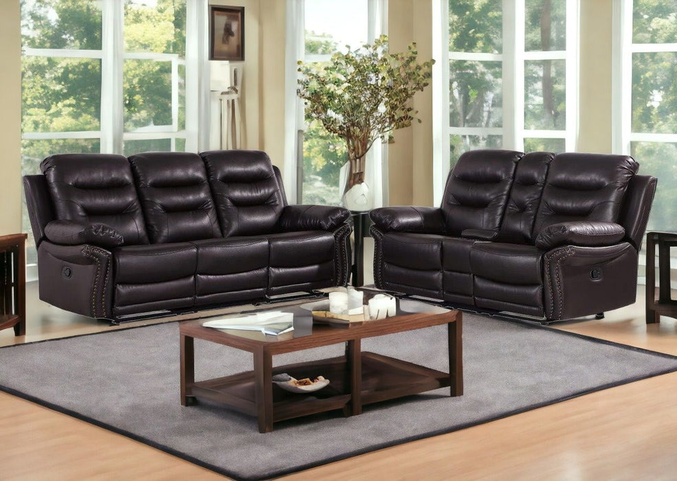 2 Piece Indoor Faux Leather Five Person Seating Set - Brown