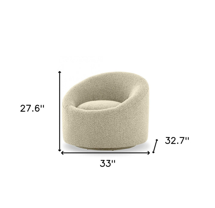 Polyester Solid Color Swivel Barrel Chair - Beige