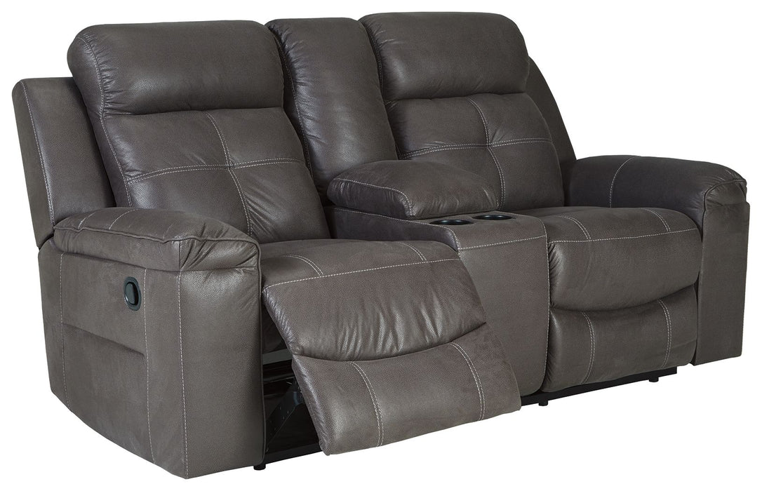 Jesolo - Dark Gray - Dbl Rec Loveseat W/Console - Faux Leather