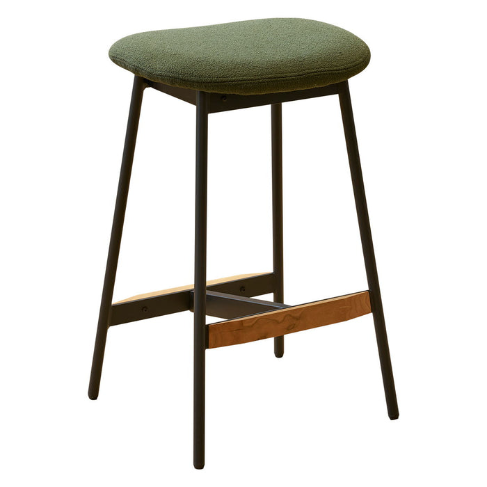 39" Modern (Set of 2) Bar Stools Comfortable & Stylish Counter Height And Bar Height Bar Stools, Soft Fabric Upholstered, Backless For Kitchen, Dining Room Bar Chairs - Green