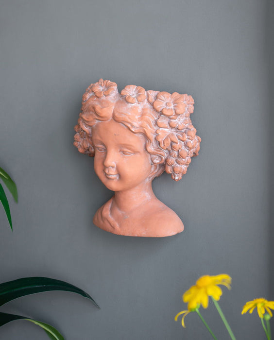 8X4X9" Visage Head Bust Planter, Home Wall Planter - Brown