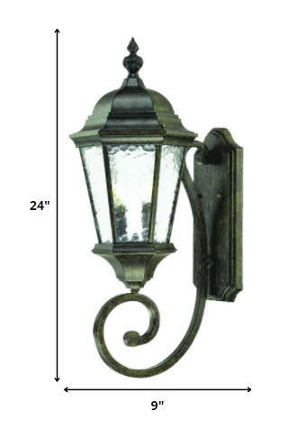 Two Light Antique Carousel Lantern Wall Light - Black