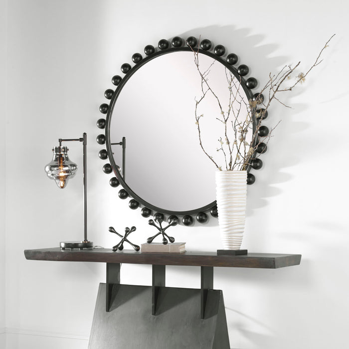 Cyra - Round Mirror - Black