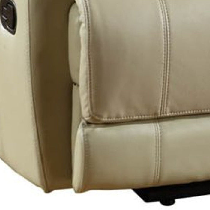 Faux Leather Love Seat Manual Reclining With Storage - Beige