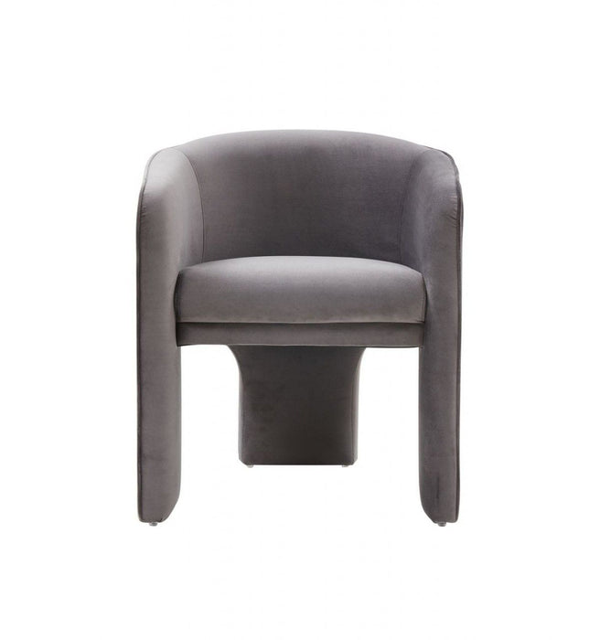 Contemporary Velvet Three Legged Chair - Dark Gray