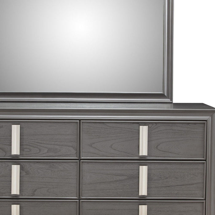 Solid Wood Six Drawer Double Dresser - Dark Gray