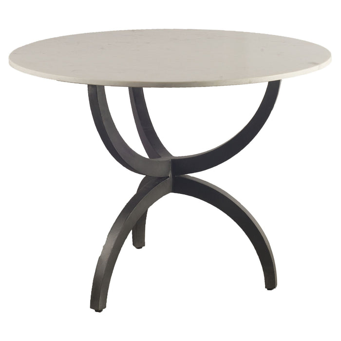 Round Marble Top With Metal Base Dining Table - White / Black