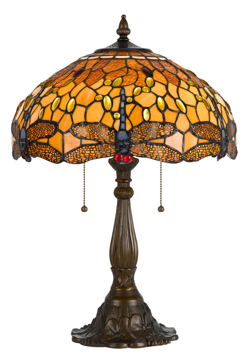 Tiffany - 23" Height Zinc Cast Table Lamp - Antique Brass