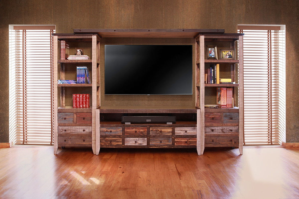 Enclosed Storage Distressed TV Stand Cabinet - Brown