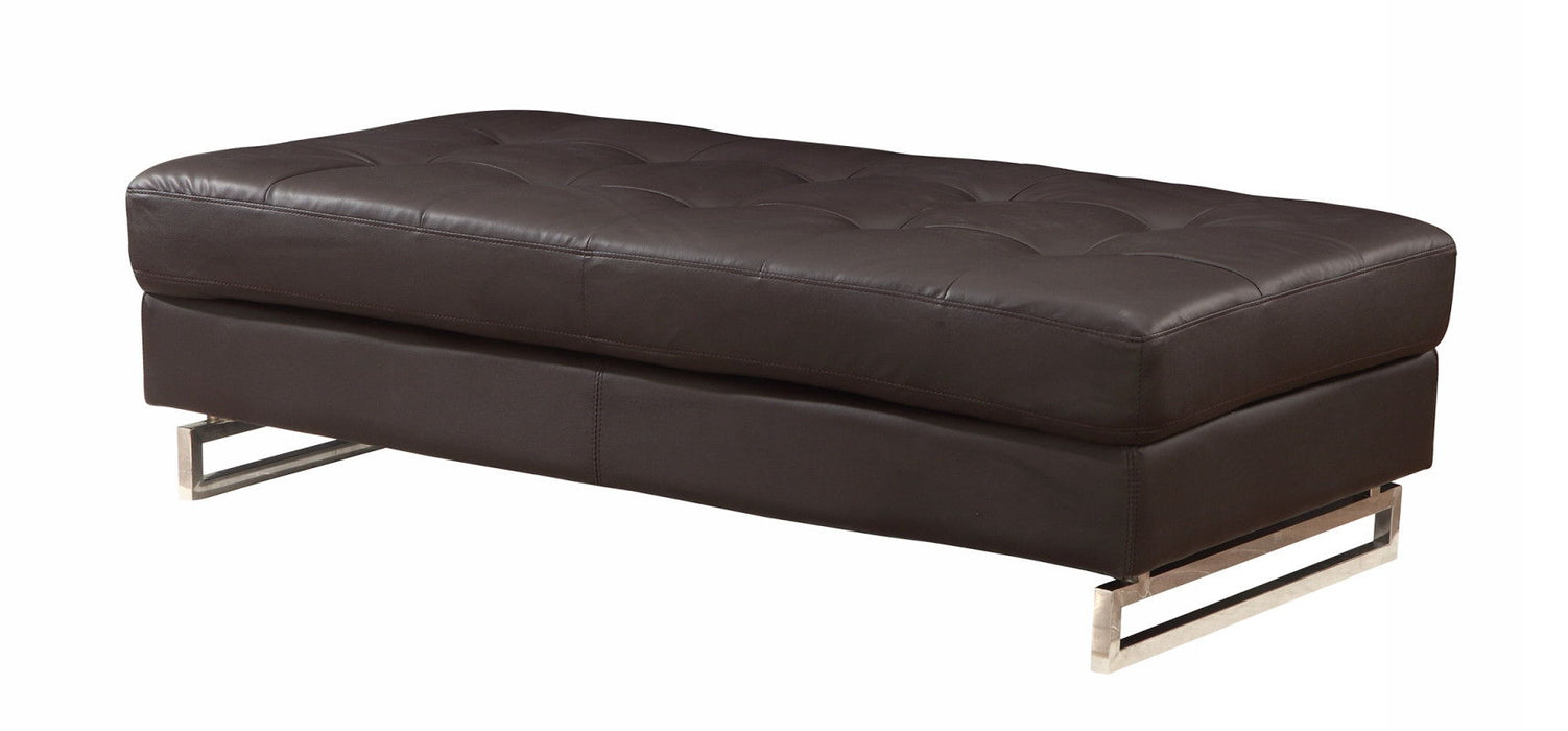 Faux Leather Ottoman - Brown / Gold