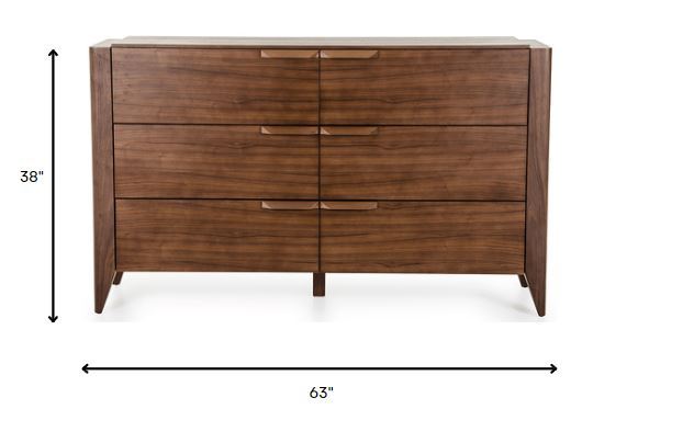 Veneer And Dresser With 6 Drawers - Tobacco