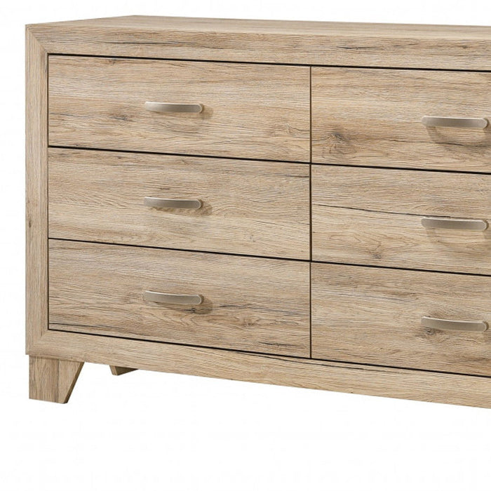 Six Drawer Double Dresser - Natural Brown