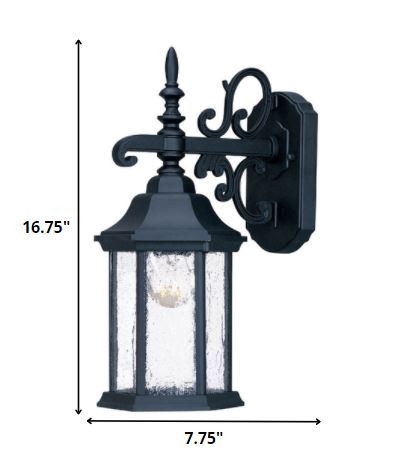 Narrow Domed Hanging Lantern Wall Light - Matte Black