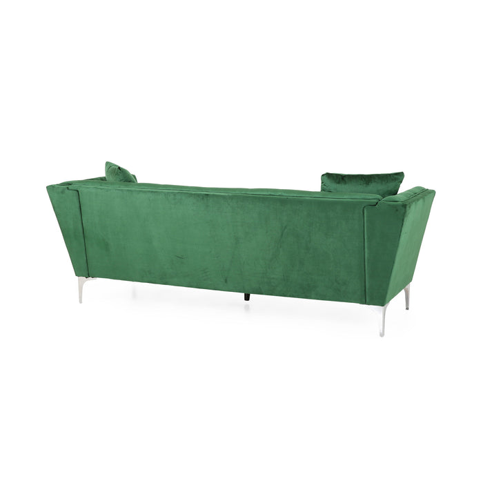 Comfy 3 Seat Sofa With Metal Legs, Modern For Living Room And Study - Emerald